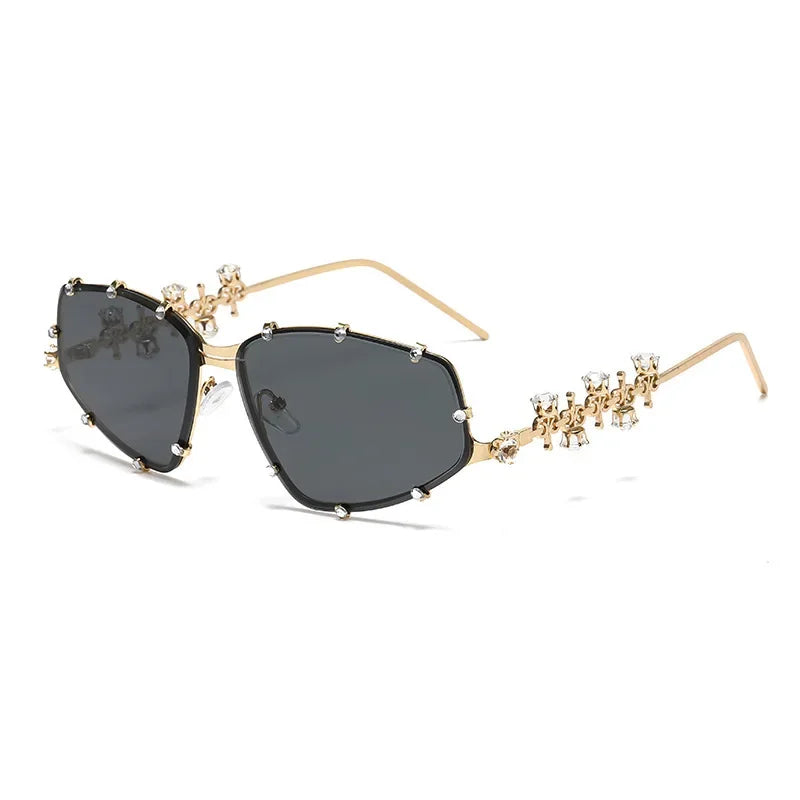Diamonds Fashion Sunglasses Women 2024 Vintage Shades UV400 Luxury Rhinestones Sun Glasses Female Punk Big Men Eyewear