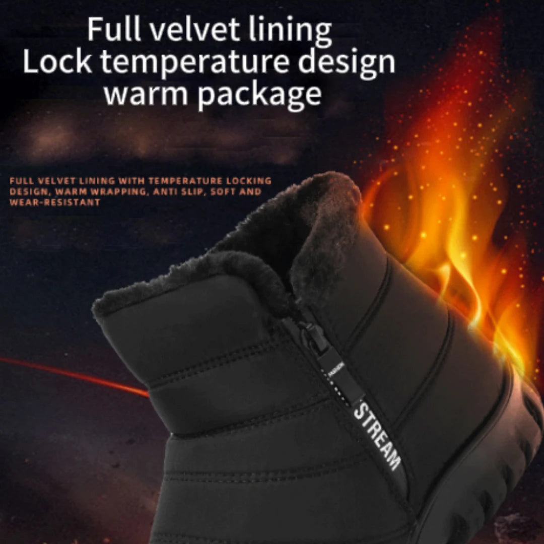 Plus Size Men Winter Thermal Cotton Shoes Double Zipper Light PU Sole Warm Fur Lining Anti-slip Waterproof Ankle Snow Boots