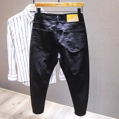 New Ripped Hole Jeans Men White Fashion Harem Male Pants  All-match Stretch Comfortable Streetwear Denim Trousers