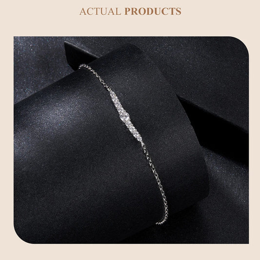 Bracelet scintillant en moissanite, ajustable pour femme, cadeau d'anniversaire ou de fiançailles, bijoux fins MSB023
