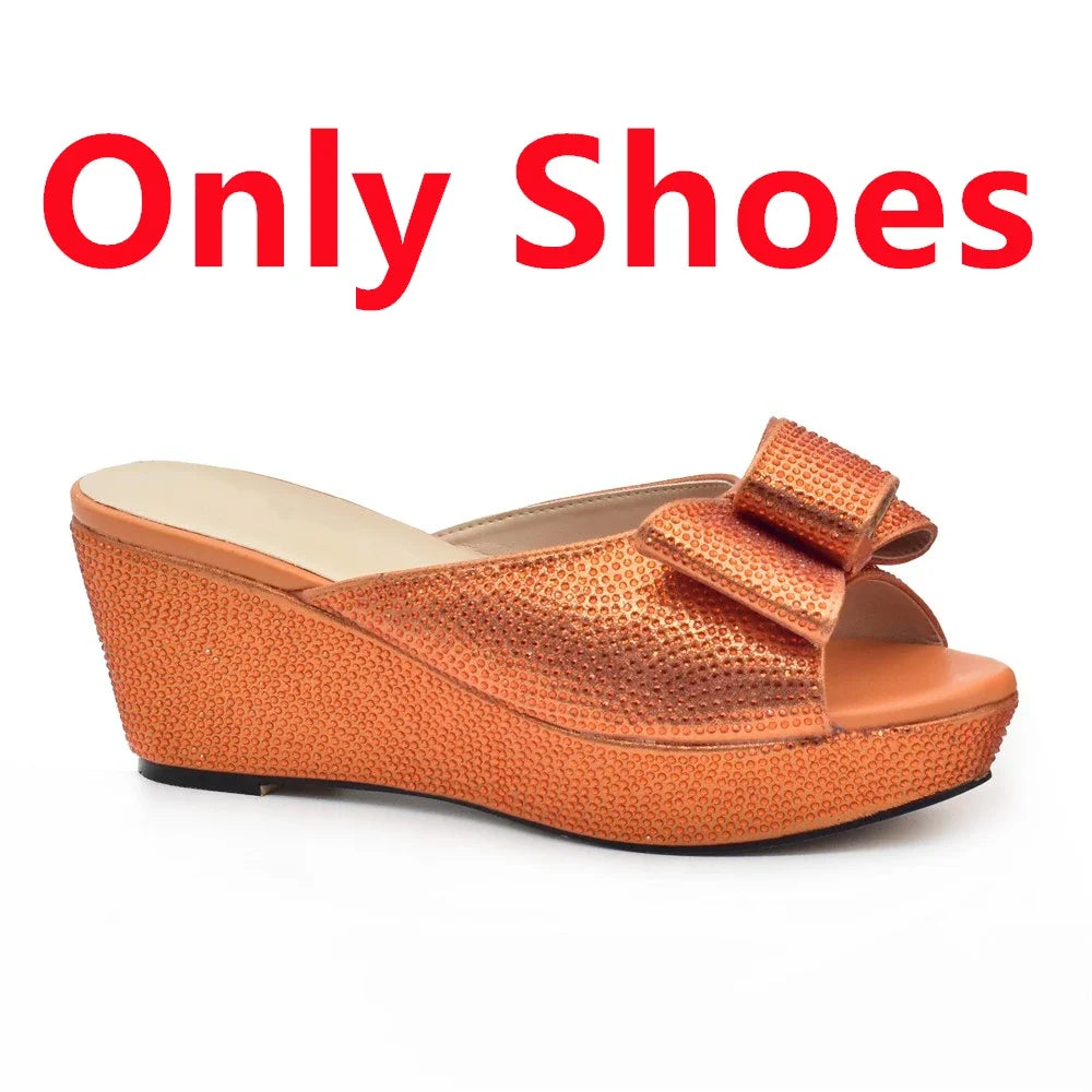Latest Design Women Shoes and Bag Set Decorated with Rhinestone Wedding Shoes Bride Ladies Shoes Heels Party Women Pumps