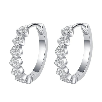 Full Moissanite Hoop Earrings for Women Brilliant cut Bride Wedding Jewelry 100% S925 Sterling Silver Plated 18k Earring
