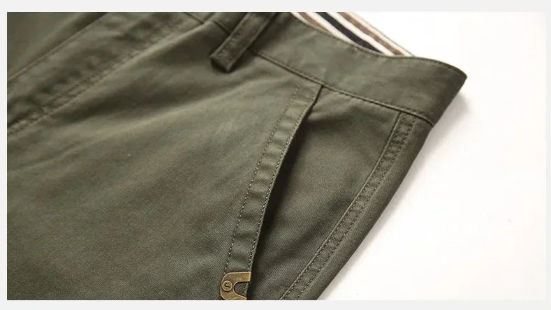 2026 New in Men's Pants Straight Leg Cotton Cargo Trouser Male Stretch Autumn Zipper Multi Pocket Classic Casual Work Wear Army