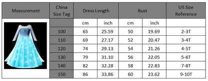Elsa Snow Queen Princess Girls LED Light Up Dress Halloween Carnival Clothing Party Kids Cosplay Children Costume