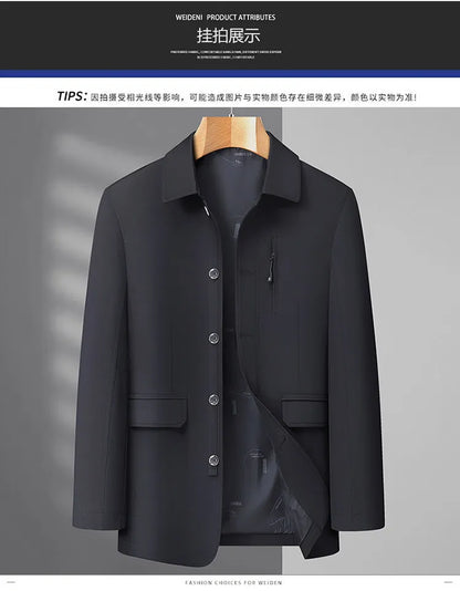 Men's Turn-down Collar Button Jacket Business Casual Outerwear for Male