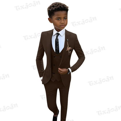 Fast Ship Colorful Regular Fit Kids Suit Set In Stock High Quality 4 Pieces Blazer Vest Pants Tie For Kids 3-14Y Birthday Party