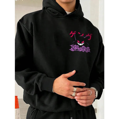 Pokémon Gengar Joint 2025autumn Winter Men Hoodie Loose Street Graffiti Animation Printing Casual Trendy Cool Hooded Sweater