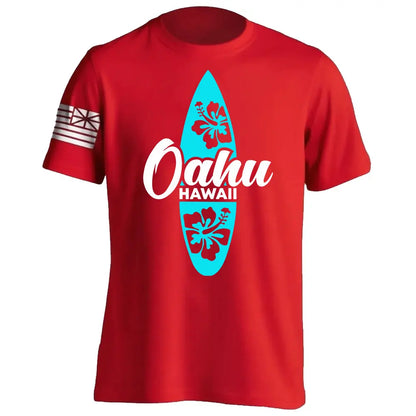 Men's Cotton Shirt OAHU HAWAII SURFING Distressed TShirt Unisex Surf Board Beach Tee Tops Summer Fashion Casual Short Sleeves