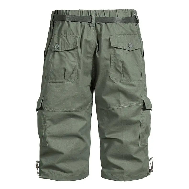 Men Summer Capri Pants Men Plus Size Multi Pocket Cargo Shorts Men Casual Outdoor Breathable Lightweight Daily Wear Street Style
