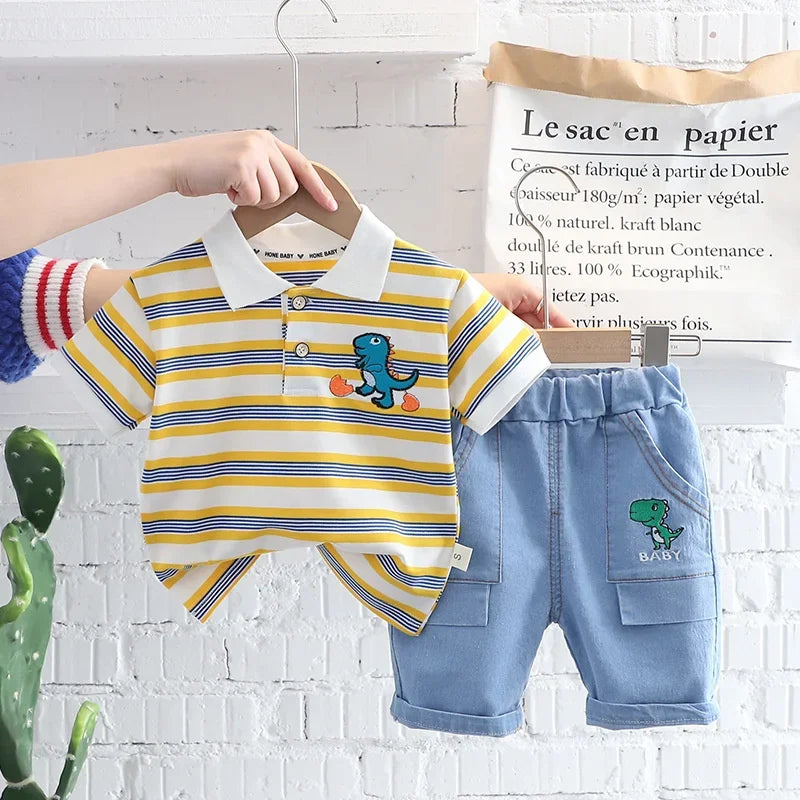 New Summer Baby Girls Clothes Suit Children Boys Striped T-Shirt Shorts 2Pcs/Sets Toddler Casual Cotton Costume Kids Tracksuits