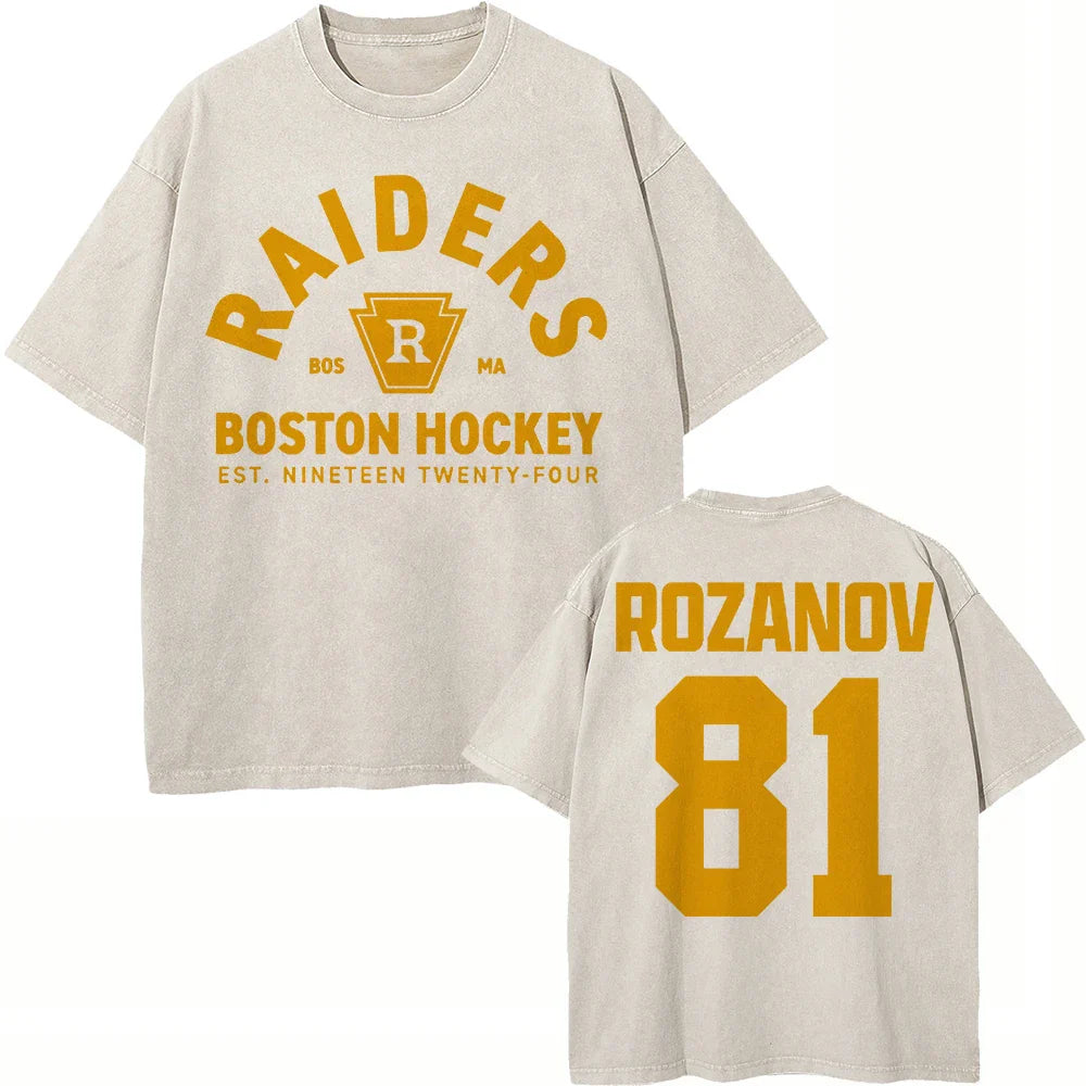 Vintage Washed Heated Rivalry Ilya Rozanov 81 Boston Raiders Tshirt Men Shane Hollander 24 Montreal Metros 100% Cotton Tees Tops