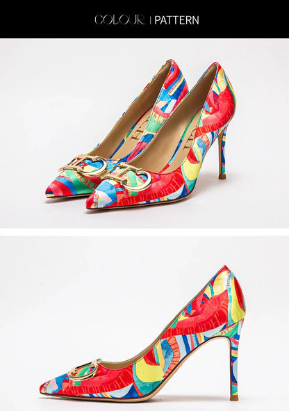 Woman shoes  High Heels New Pointed Metal Buckle Party Carnival Women's Shoes 9cm