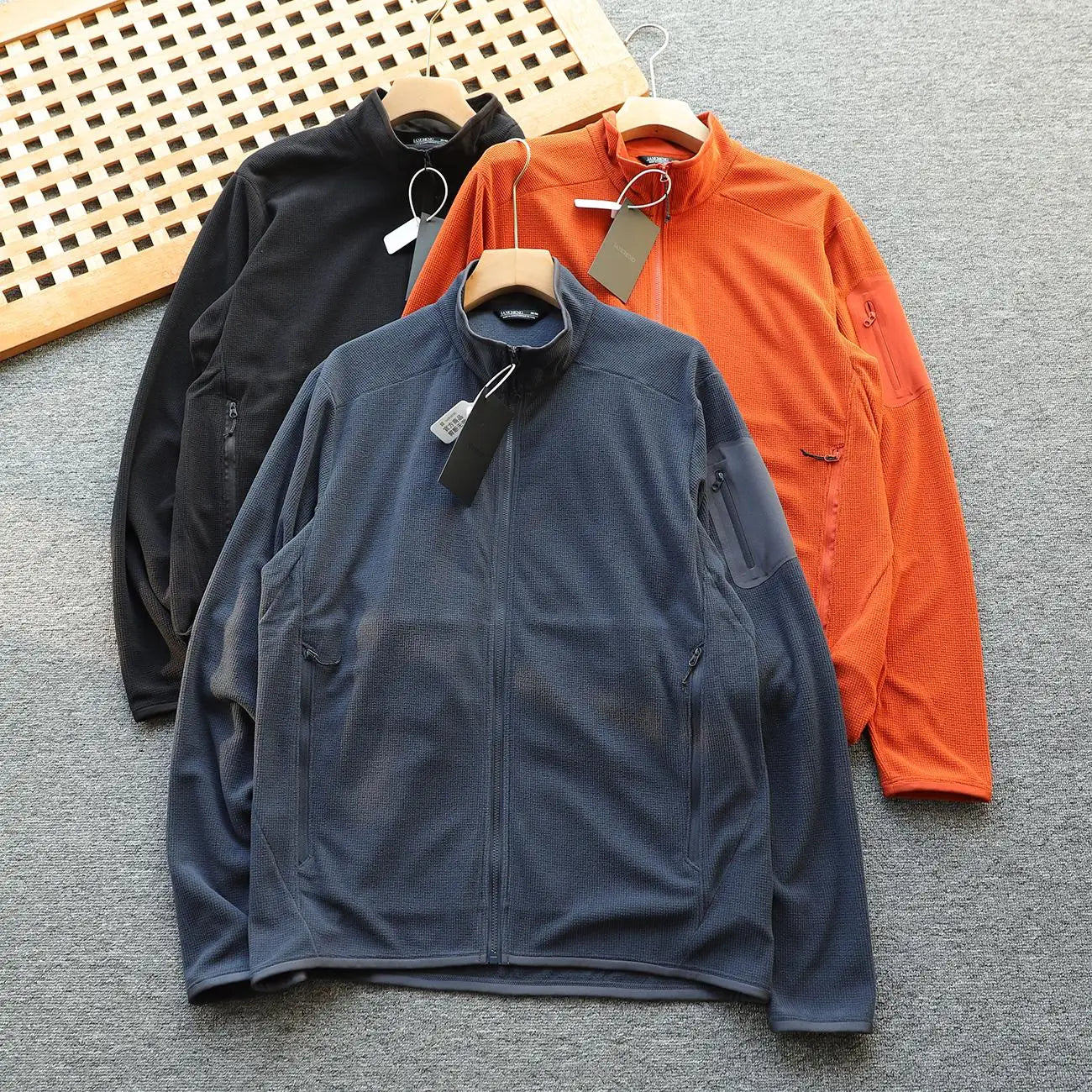 Outdoor Lightweight Fleece Sweatshirt Jacket Men's Zipper Closure Stand Collar Technical Fabric Comfortable Youth Fashion