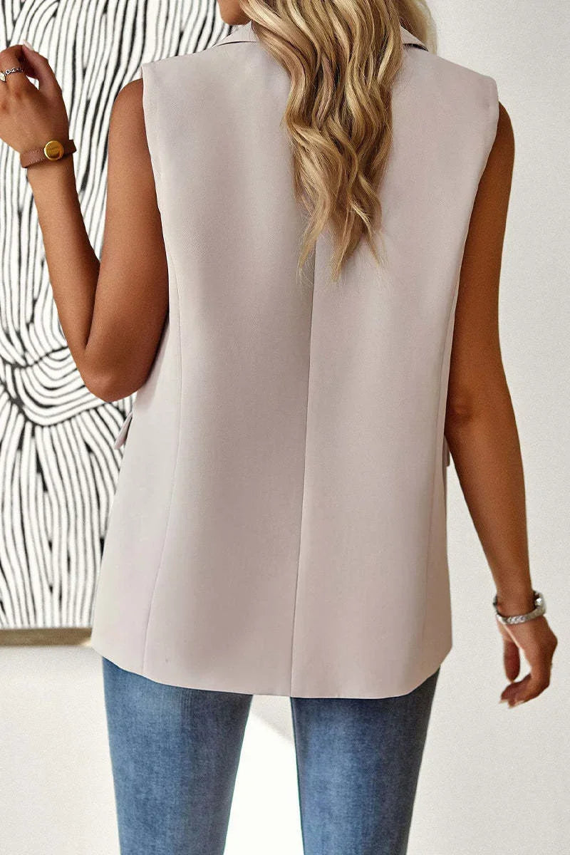 Blazer Women Clothing Coat Vest Solid Single-breasted Casual Elegant Fashion Sleeveless Solid Street Jacket Clothing New