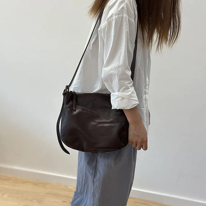Simple Genuine Leather Women's Shoulder Bags 2026 New Nature Soft Cowhide Solid Color Versatile Crossbody Bags