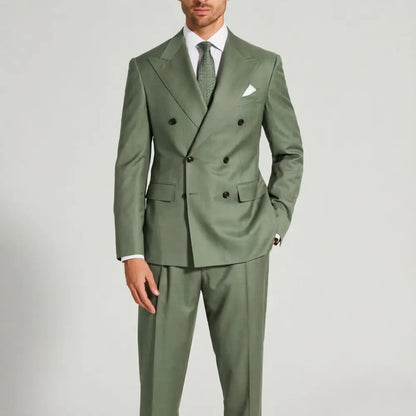 Men Double Breasted Suits 2 Pieces Slim Fit Wedding Tuxedo Premium Formal Blazer with Pants Prom Party Groom Office Wear