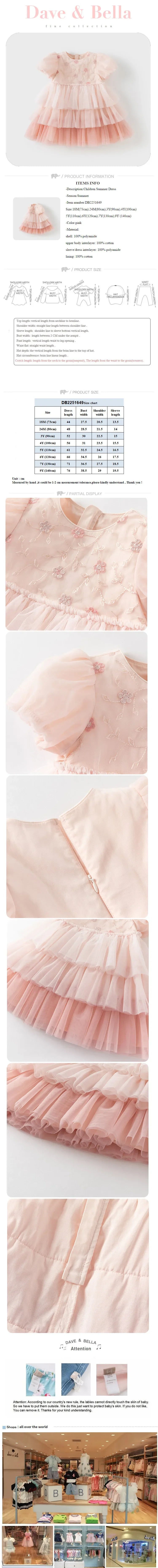 Girls Baby Princess Dress Summer Sweet Cute Bubble Sleeves Elegant Pink Mesh Layered Dress Party Outdoor DB2251649