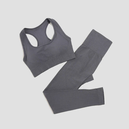 Seamless Gym Set Women Sport Suit Yoga Sets 2 Pcs Tracksuits Fitness Wear Sportswear Leggings Padded Sports Bras Workout Clothin