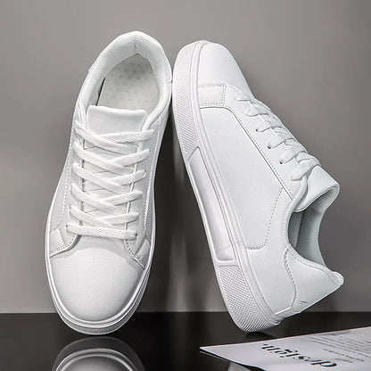 Business Casual Men's Shoes Soft Women Shoes Comfortable Casual PU Leather Shoes for Men Autumn Solid White Men Sneakers