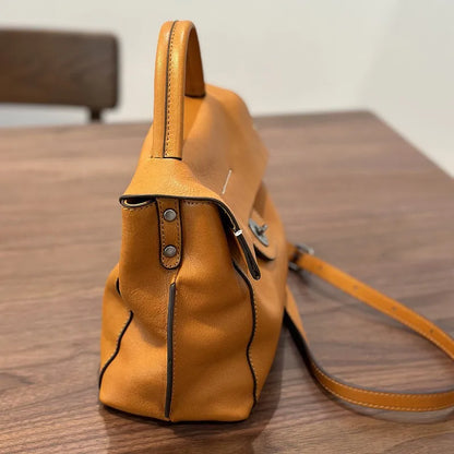 2026 Autumn New Handmade Retro Genuine Leather Women's Bag Versatile Soft Cowhide Solid Color Shoulder Crossbody Bags