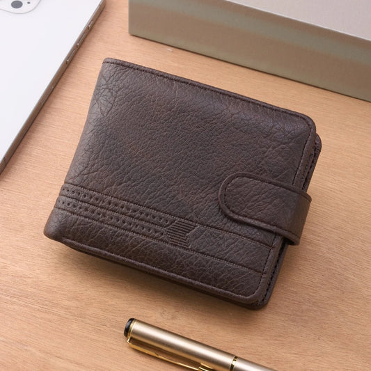 Portefeuille en cuir fin pour homme, porte-monnaie à fermeture éclair de qualité avec compartiment à monnaie, porte-cartes court décontracté pour homme pour un usage quotidien