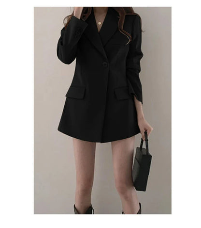 Women Blazer 2025 New Slim Spring Autumn Suit Jackets One Button Long Sleeve Korean Casual Coats Female Blazer Outwear Trend Top