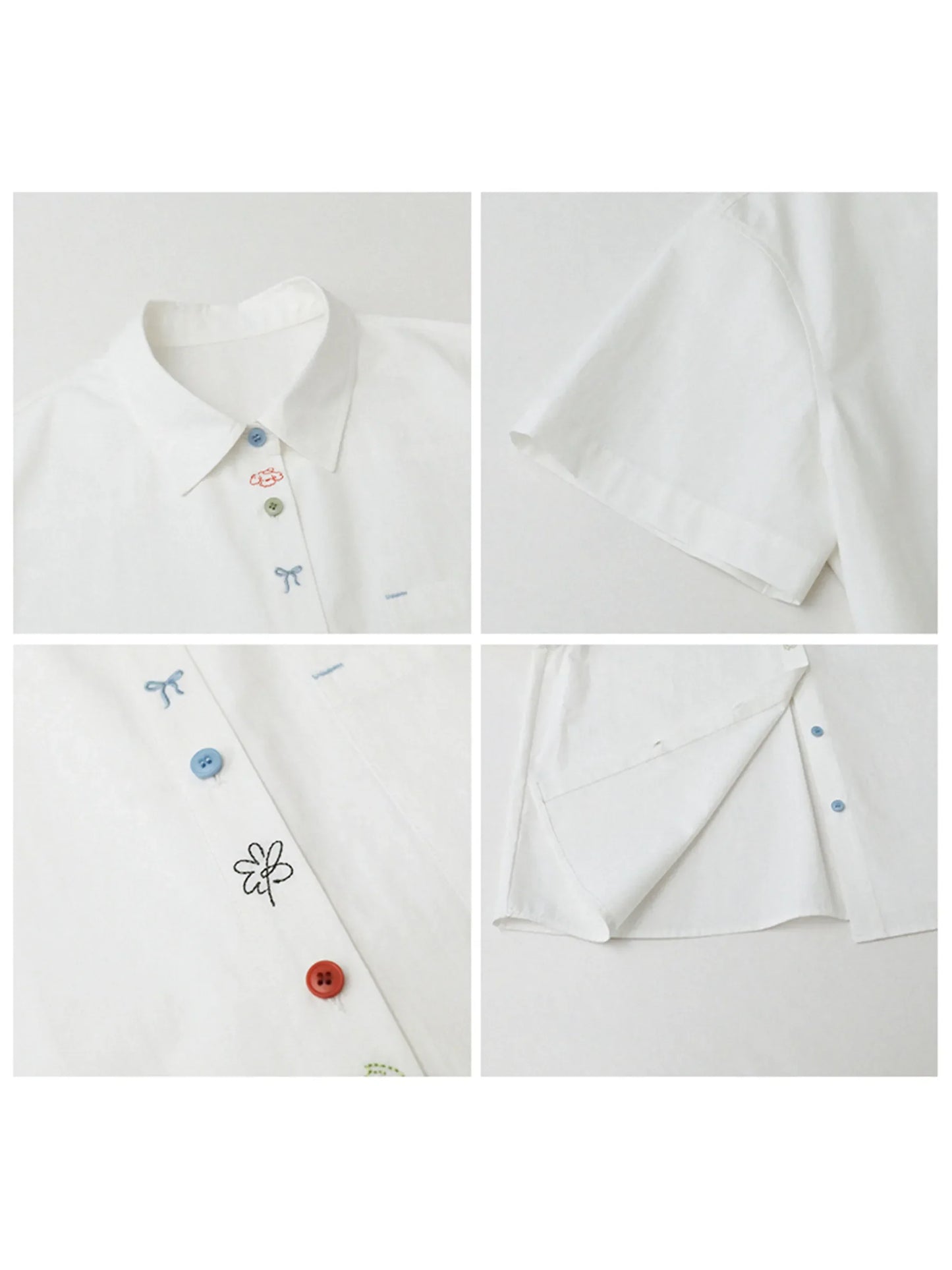 Fashion Women Shirt Short Sleeve Loose Casual Design Button Embroidered Placket Female Blouses Cotton Coat Summer 2026