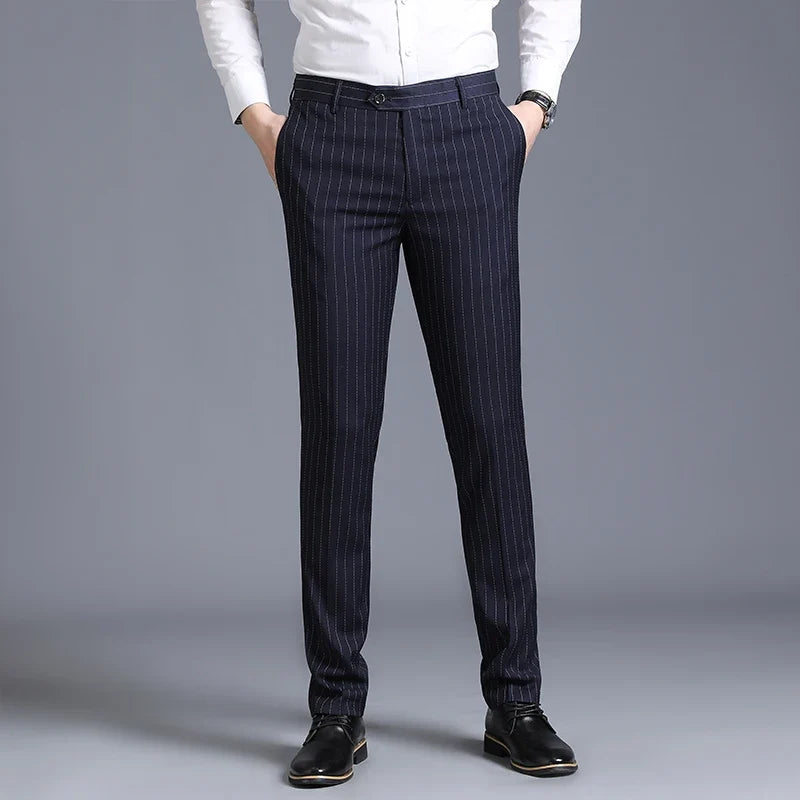 Autumn New Men's Suit Pants, Asian Sizes Office Trousers, Available in Blue, Red, Gray, and Black.