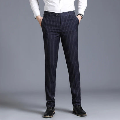 Autumn New Men's Suit Pants, Asian Sizes Office Trousers, Available in Blue, Red, Gray, and Black.