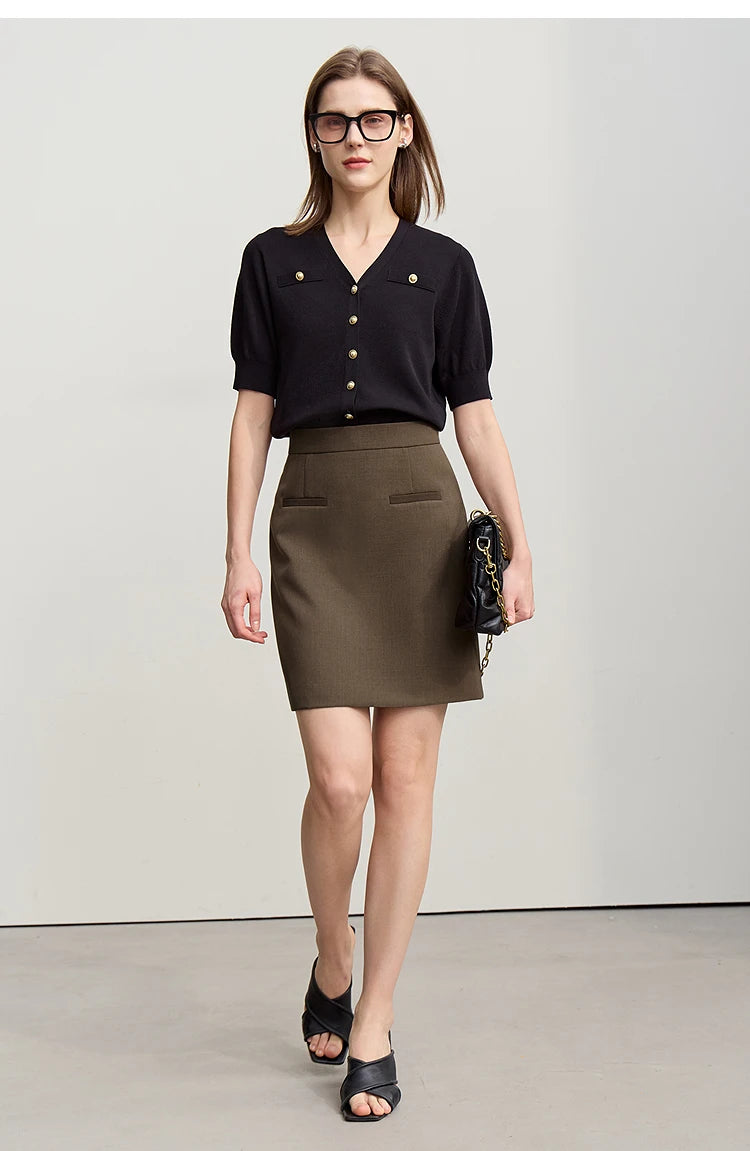 Mini Skirt 2026 Spring New Elegant Commuter Versatile Short Skirt A-Line Color-blocking Splicing Women's Clothing 12621021