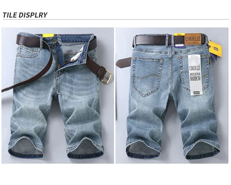 2025 Summer Brand Stretch Thin Bermuda Masculina Cotton Denim Jeans Jorts Men Knee Length Soft Ropa Hombre Shorts