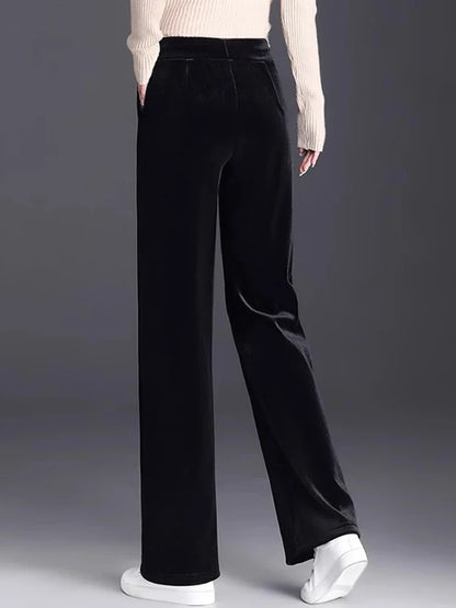 Women's pants with many reviews flared pants ice silk pants wide leg pants, high waisted blue loose straight leg pants 6XL