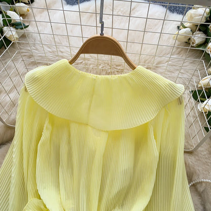 Ruffles Pleated Romantic Tops Thin Spring Summer V Neck French Elegant Blouse Fairycore Flowy Office Lady Luxury Shirt