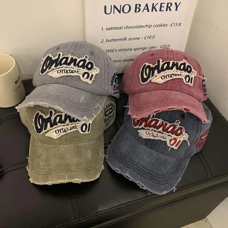 Hip Hop Holes Baseball Hat For Men Women Retro Washed Cotton Peaked Cap Fashion Snapback Sun Visors Punk Letter Bonnet кепка y2k