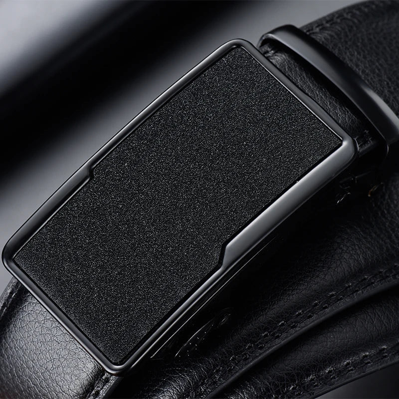 2026 New Cow Genuine Leather Men's Belt Cowhide Strap for Male Automatic Buckle Belts for Men Black Buckle Belts