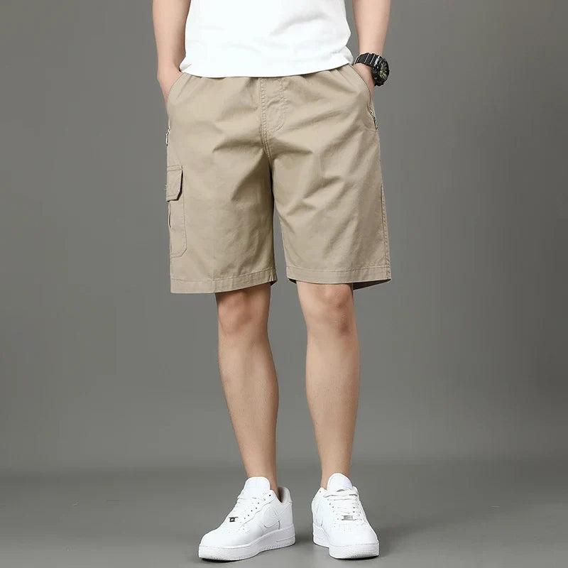 Summer new men's work shorts pocket zip trend versatile casual trousers five work trousers