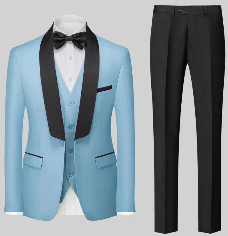 Red Men's Suit 3 Piece, Wedding Party Dress Jacket with Pants Vest, Blue, Green, Gray, Black Available, Asian Size M-5XL 6XL
