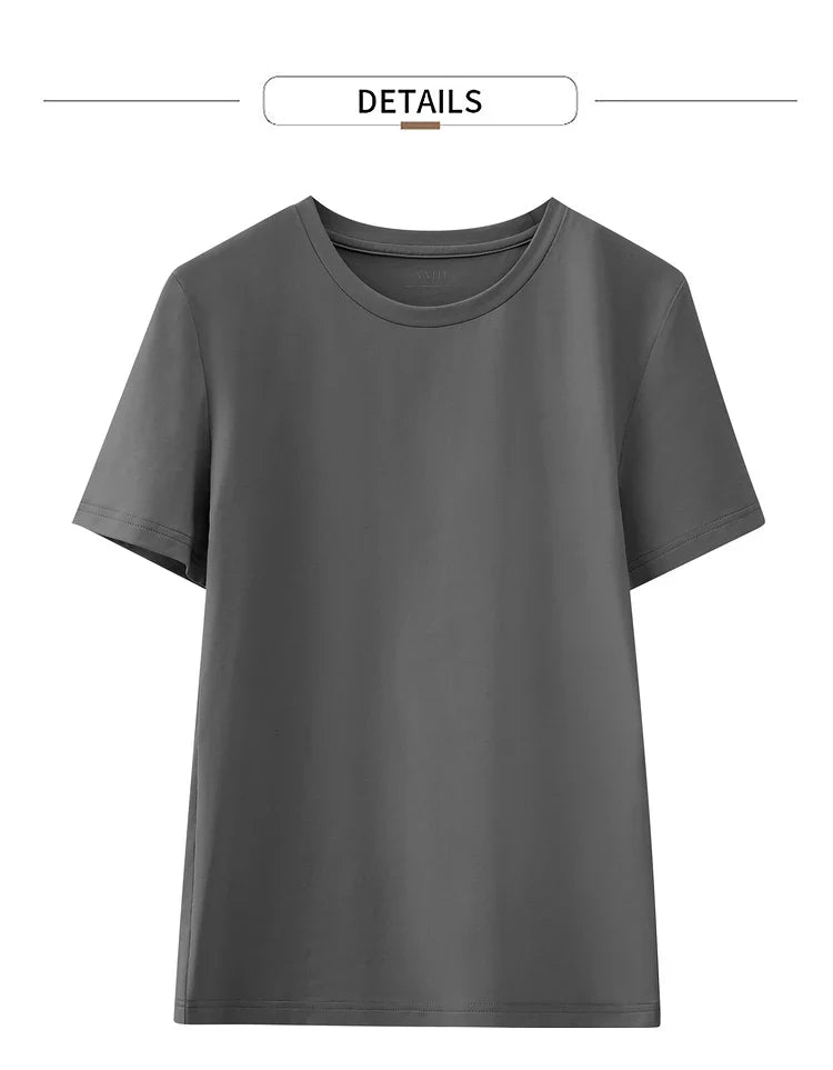 Minimalism Women T-shirts 2024 Summer New Casual Basic O-Neck Slim Short-sleeve Female Dopamine Color Solid Tees 12442327