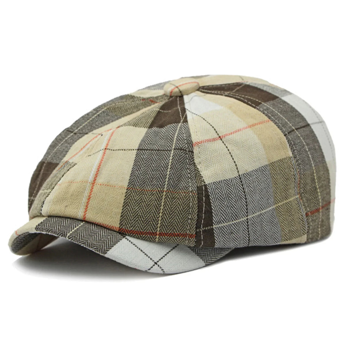 Plaid Beret Hat Short Brim Thin Lightweight Unisex British Retro Artist Cap for Men Women Fashion Accessories