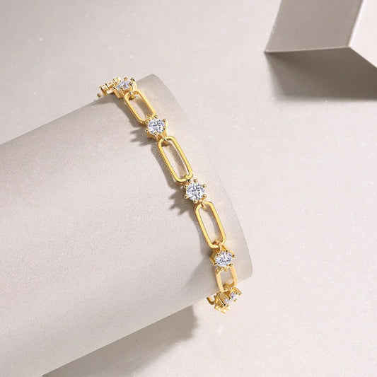 Bracelet en moissanite 4 mm pour femme, plaqué or 18 carats, argent 925, bracelet en diamant de laboratoire couleur D, cadeau d'anniversaire
