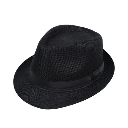 Jazz Hat British Style Linen Solid Color Hat for Men and Women Rolled Brim Couple Style Sun Hat Paper Straw Hat