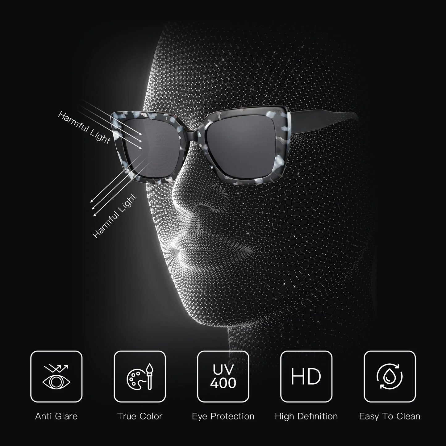 2026 New Square Polarized Sunglasses Women Thick Frame UV400 Protection Acetate Sun Glasses for Ladies Shopping Gift