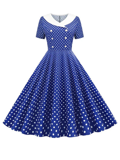 Summer Midi Dress Women Elegant Pink Vintage Party Sundress Casual Peter pan Collar Short Sleeve Dress