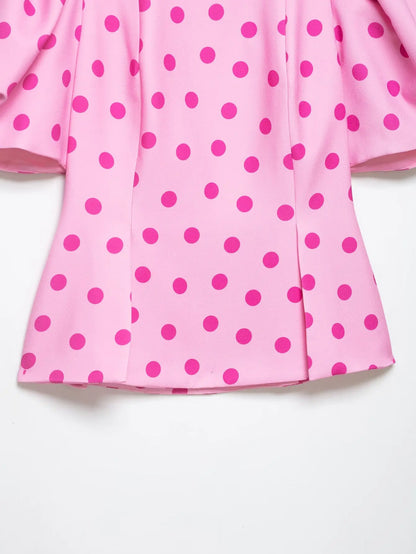 Women's Polka Dot Shirt with Ruff Sleeve New 2026 Spring Casual Button Sleeveless Women Tops Simple Lady Shirts & Blouses