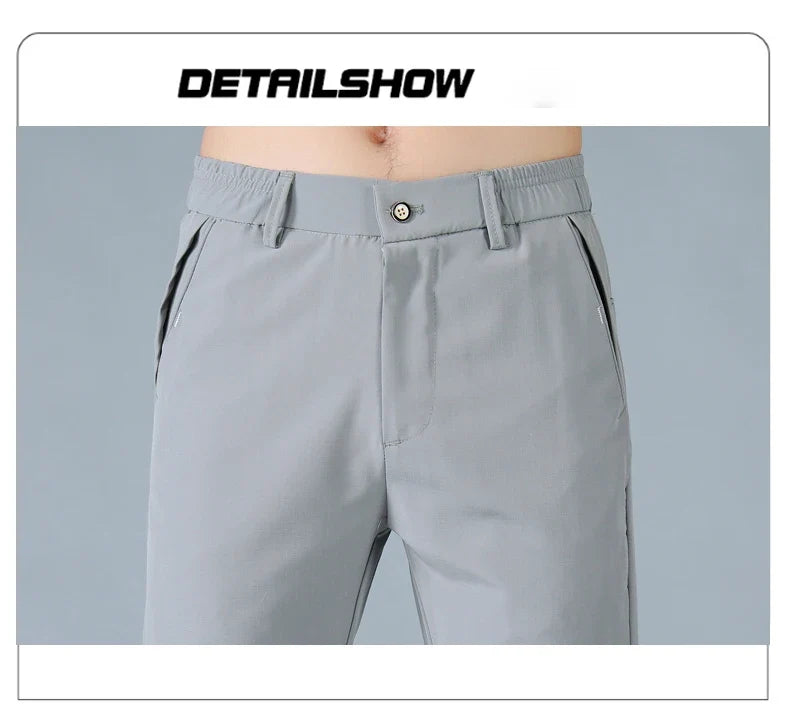 2025 Spring Summer Ultra-thin Men's Casual Pants Slim Straight Leg Elastic Waist Sports Jogging Trousers Fashion Men Golf Pants