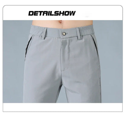 2025 Spring Summer Ultra-thin Men's Casual Pants Slim Straight Leg Elastic Waist Sports Jogging Trousers Fashion Men Golf Pants