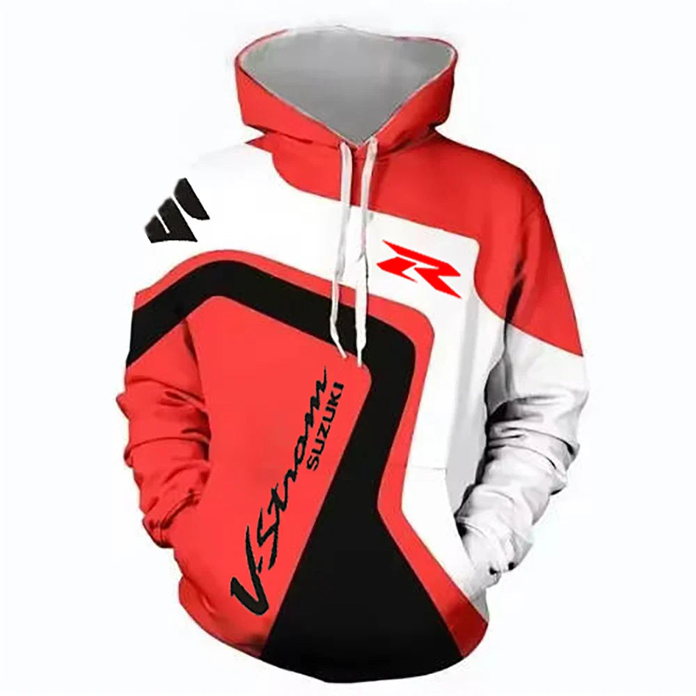 The new Suzuki men's hoodie is a casual and fashionable outdoor sports and motorcycle sportswear for autumn and winter