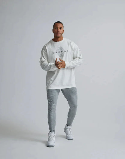 Classics Print Long Sleeve 100% Cotton Men T-shirt Gym Fitness Bodybuilding Workout Casual T Shirt Male Sport Tee Tops