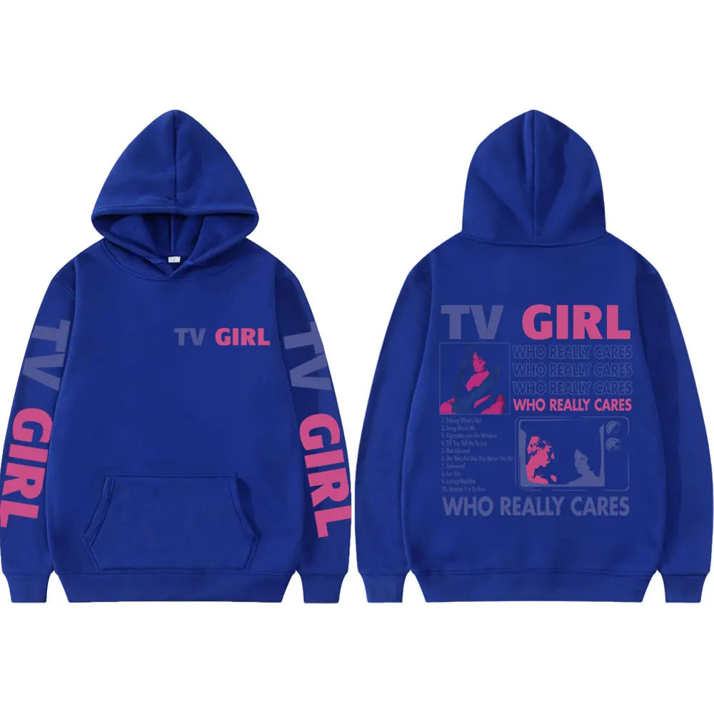 Pop Band TV Girl Who Really Cares Album Print  Hoodies Rock Hip Hop Hooded Sweatshirts Men Women Clothing Y2k Fashion Pullovers