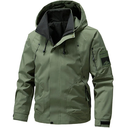 Waterproof Jacket Men Outdoor Softshell Zip Up Hooded Jacket Windbreaker Hiking Camping Coats Lightweight Spring Autumn Coats